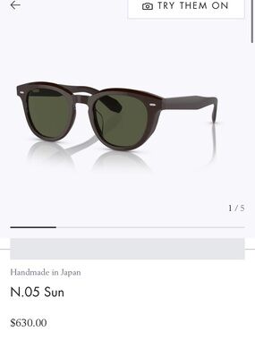 Oliver Peoples Dark Brown Frame Sunglasses with Green Lenses
